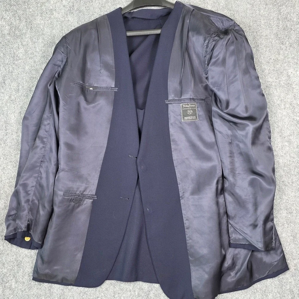 Vintage Hickey‎ Freeman 46XL Navy Wool Blazer Nordstrom USA Union Made Gold Btn